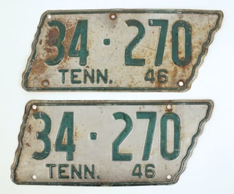 Pair of 1946 Putnam Co. Tenn. License Plates
