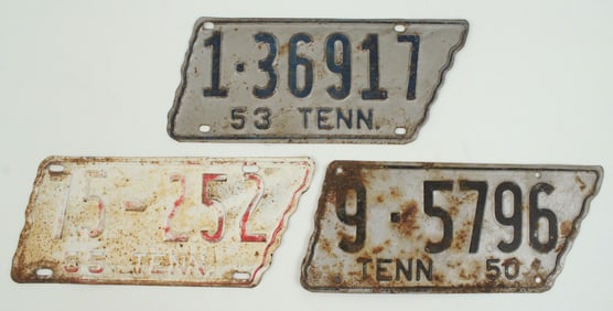 1950, 1953 & 1955 TN License Plates