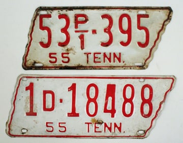 (2) 1955 TN License Plates
