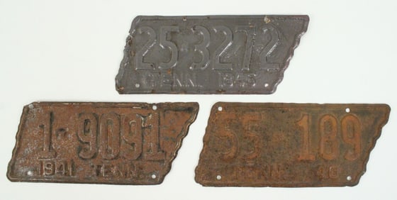 1940, 1941 & 1945 TN License Plates