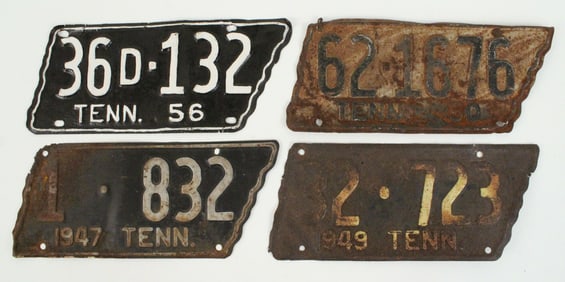 1947, 1949, 1950 & 1956 TN License Plates