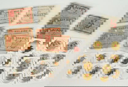 (20) Tin Tobacco Tags & (11) Tobacco Coupons