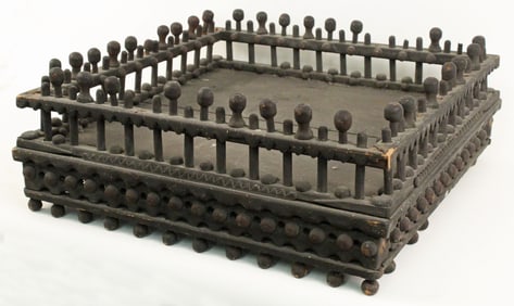 Ornate Folk Art Stick & Ball Display Stand
