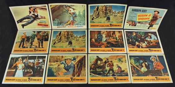 (12) 1950's Randolph Scott Lobby Cards