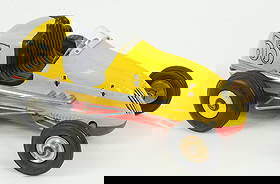 Circa 1950 Ohlsson & Rice #55 Tether Race Car: Circa 1950 Ohlsson & Rice #55 Tether Race Car. Die cast metal construction. Measures 3 3/4" high X 5 3/8" wide X 10" long. Provenance the remaining inventory of Antique Archaeology, closed Nashville,