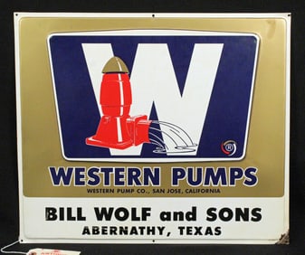 Western Pumps, San Jose, Ca. Tin Sign