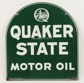 Quaker State Oil Tombstone Metal Sign