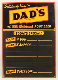 Dad's Root Beer Tin Menu Board Sign