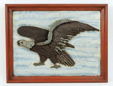 Framed Folk Art Nail Eagle On Board