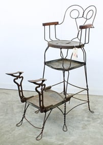 Wrought Iron Shoe Shine Chair, C. 1900