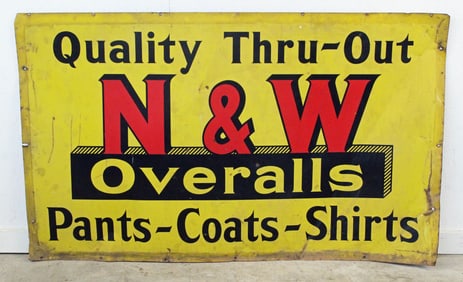 1956 Allen Morrison N&W Overalls Tin Sign