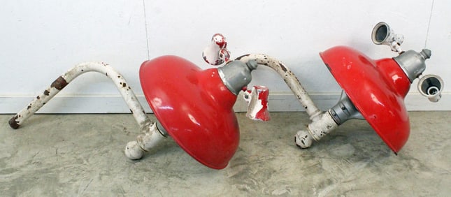 Two Red Porcelain Revere Elec. Gas Pump Lights