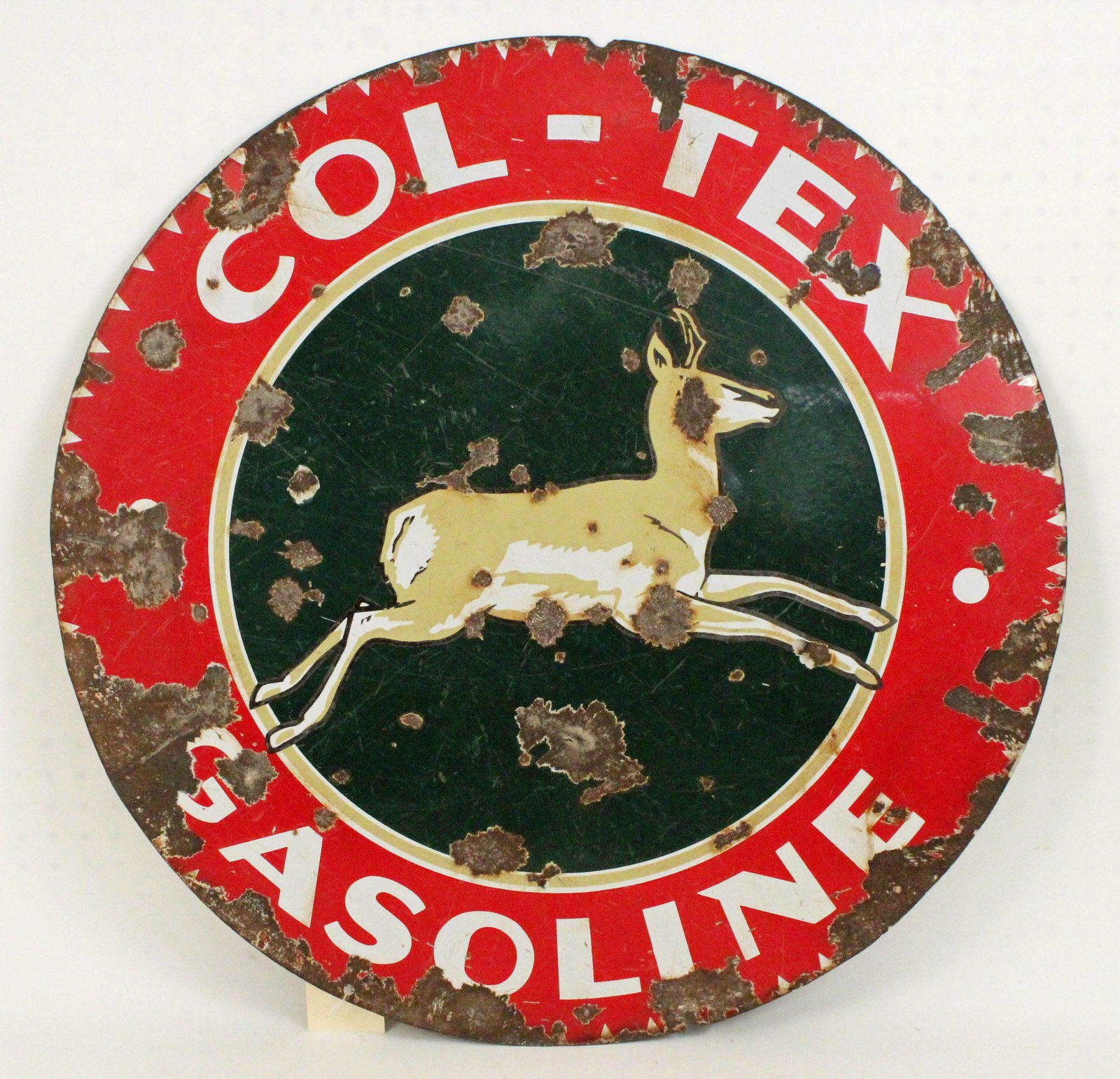 Col-Tex Gasoline Porcelain Sign w/ Antelope (1 of 4)