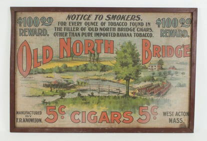 Old North Bridge Cigars Cloth Tobacco Sign
