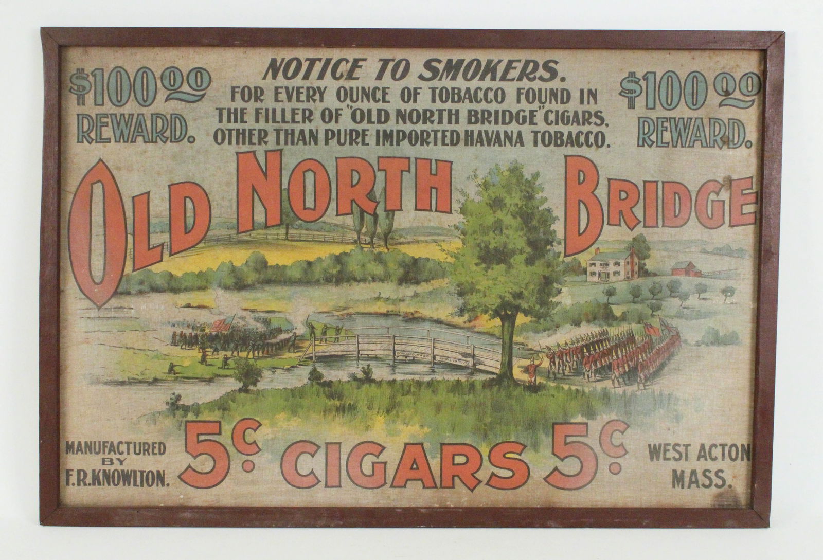 Old North Bridge Cigars Cloth Tobacco Sign (1 of 8)