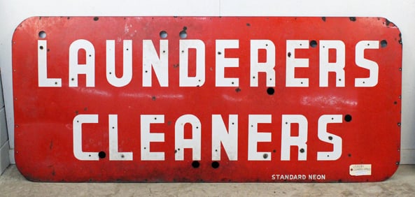 Launderers Cleaners Porcelain Neon Skin Sign