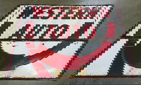 Western Auto Two Part Single Sided Porcelain Side