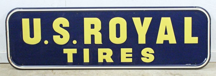 1950 U.S. Royal Tires Embossed Tin Sign