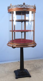 Curved Glass Revolving Crystal Showcase C. 1900