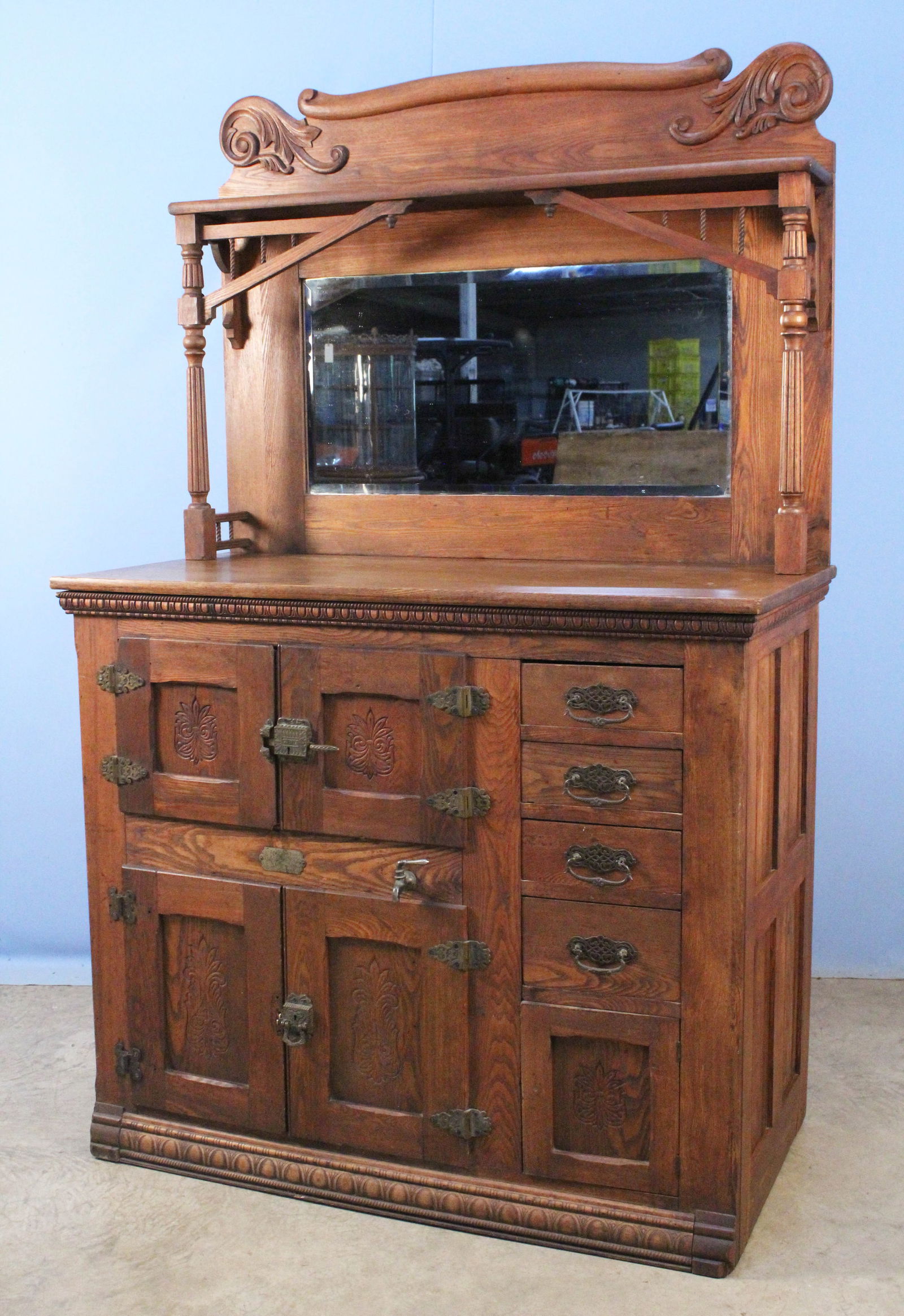 Gurney Refrigerator Co. Ice Box Sideboard C. 1881 (1 of 12)
