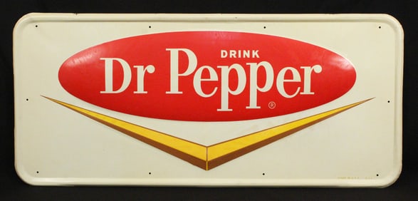Embossed Drink Dr Pepper Chevron Tin Sign