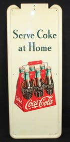 1948 Coca Cola "Serve Coke At Home" Tin Sign