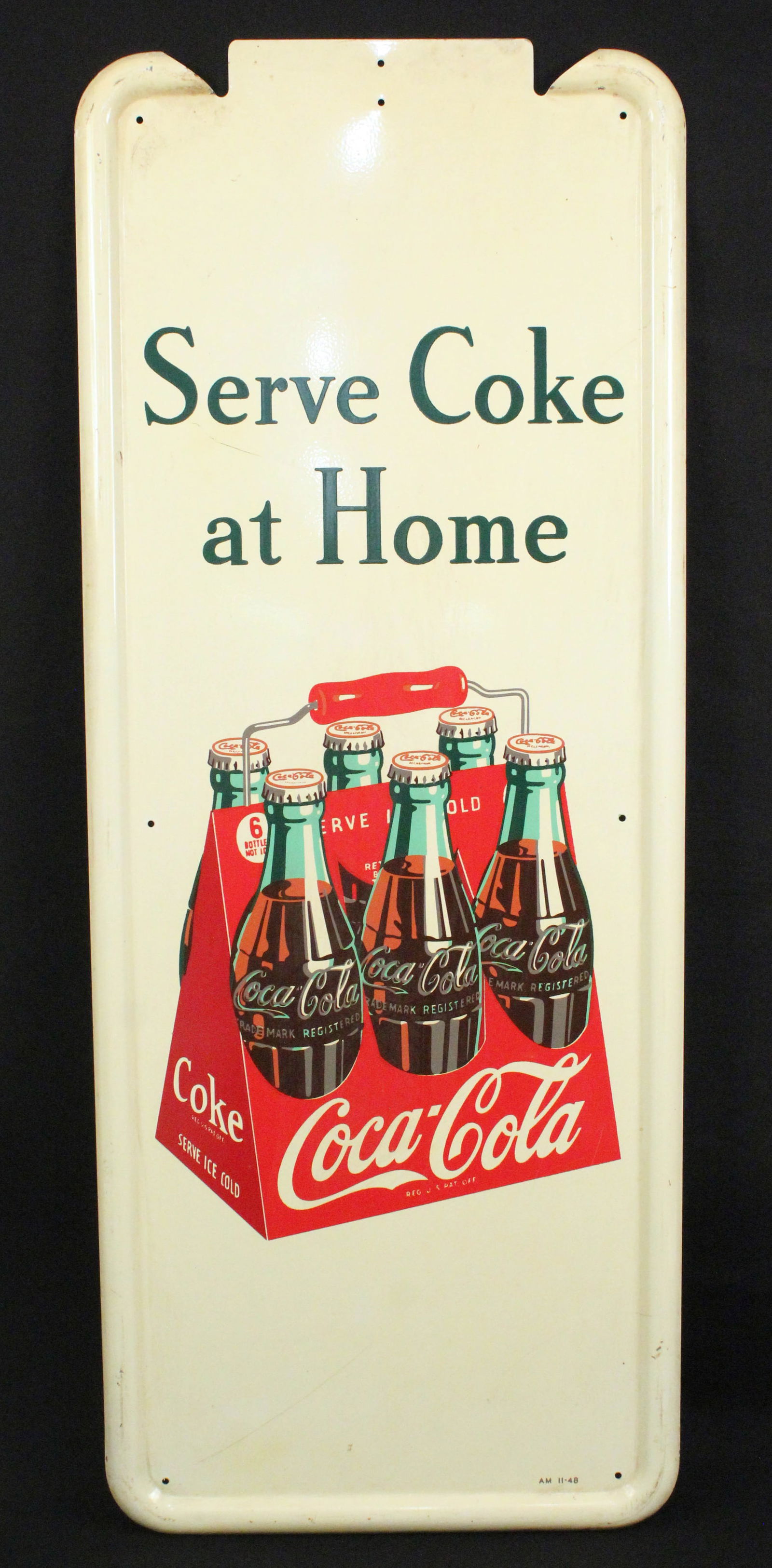 1948 Coca Cola "Serve Coke At Home" Tin Sign (1 of 6)