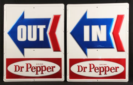 1960's Dr Pepper Drive-In IN & OUT Signs