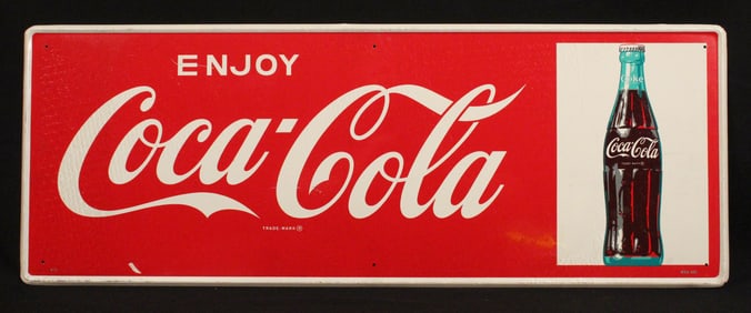 1950's Drink Coca Cola Tin Bottle Sign