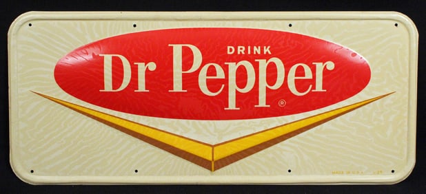 Embossed Drink Dr Pepper Chevron Tin Sign