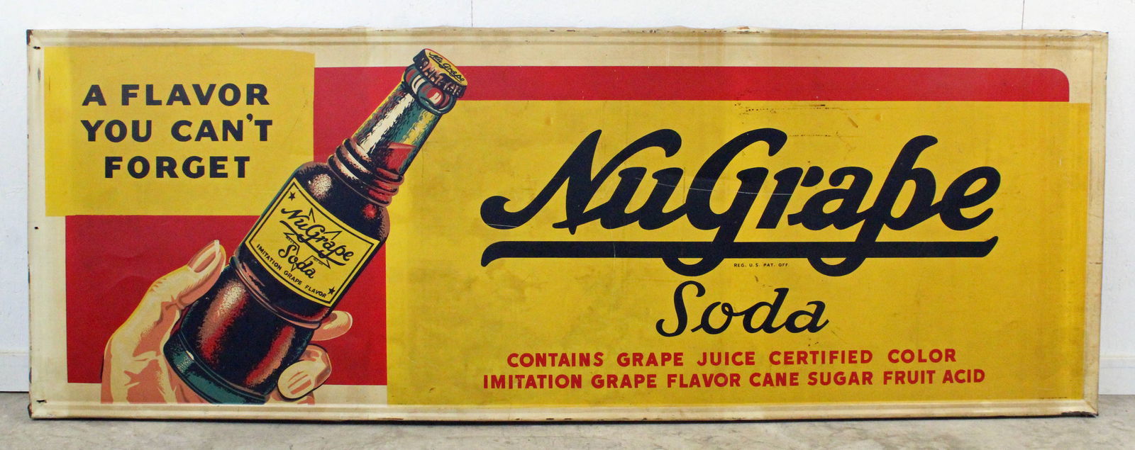 1940's NuGrape Single Side Tin Sign 7' 9 1/2" Long (1 of 8)