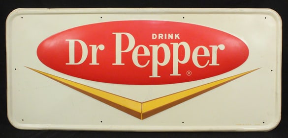 Embossed Drink Dr Pepper Chevron Tin Sign
