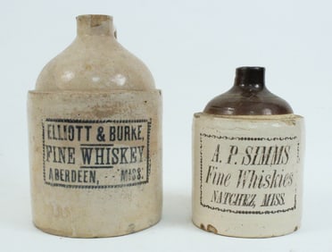 (2) Mississippi Stoneware Whiskey Jugs