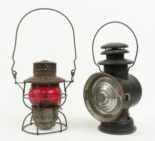 Adlake B. R. Railroad Lantern w/ Ruby Etched Globe
