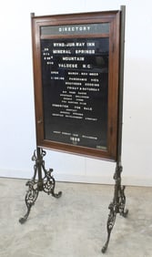 Antique Resort Oak & Brass Directory Board