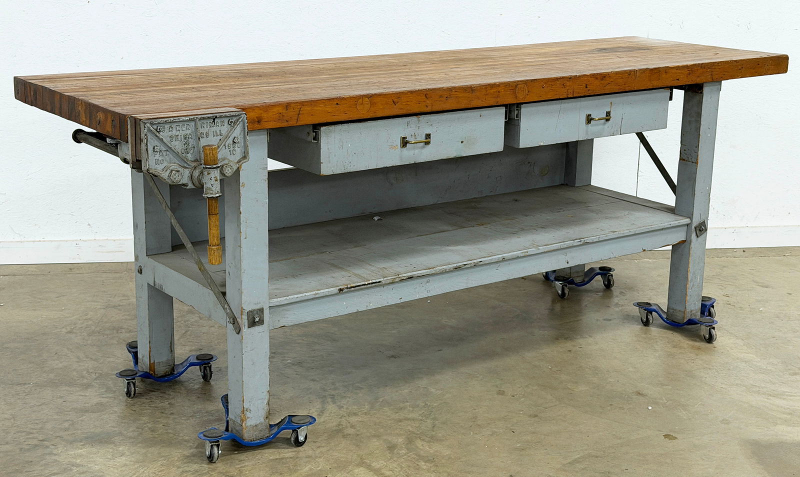 Industrial Wood & Metal Work Table w/ Vise (1 of 6)