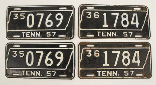 (2) Matching Pairs of 1957 TN License Plates