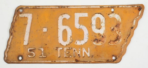 1951 Madison County Tennessee Orange License Plate