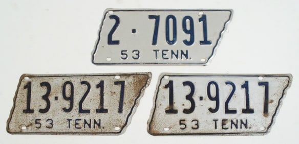 (3) 1953 Tennessee License Plates