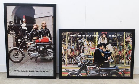 (2) BSA Motorcycle Advertising Posters