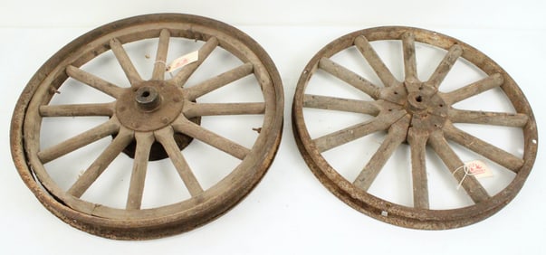 (2) Early 1900's Ford Model T Wood Spoke Wheels