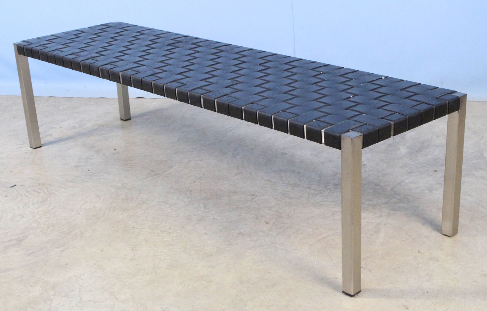 Ralph Lauren Stainless Steel & Faux Leather Bench (1 of 6)