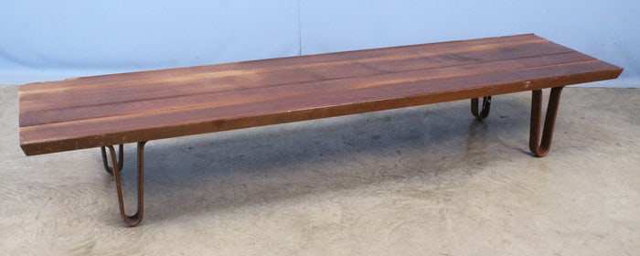Low Industrial Table w/ Metal Legs & Wood Top