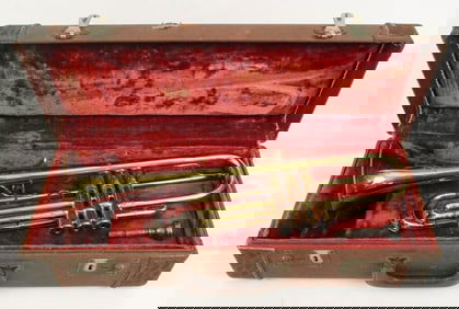 Vintage French "La Bar de Luxe" Trumpet w/ Case