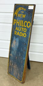 1930's Philco Auto Radio Wooden Easel Sign