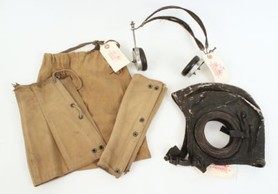 WWII Leather Cap, Radio Headphones & Leggings