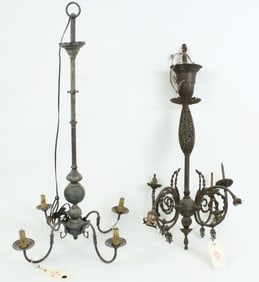 (2) Brass Chandeliers