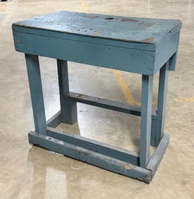 Blue Wooden Shop Table w/ Genes Co. Tag