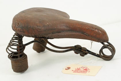 Vintage Leather Covered Bicycle Seat