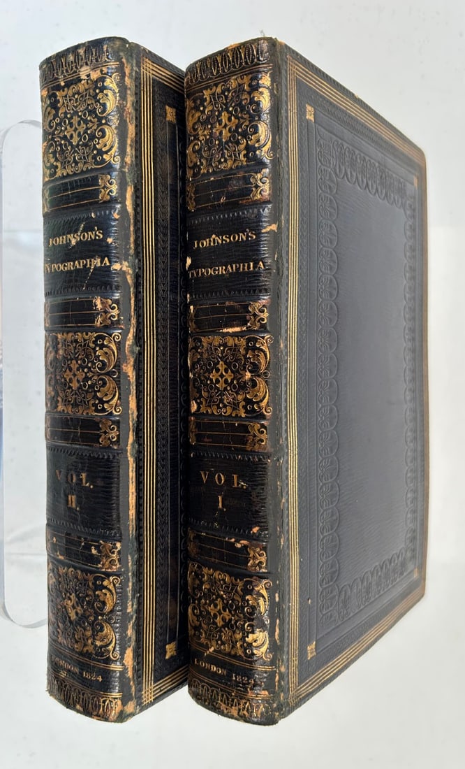 Typographia or the Printers Instructor by J. Johns: 2 Hardcover Volumes of Typographia or the Printers Instructor by J. Johnson published by Messrs. Longman, Hurst, Rees, Orme, Brown & Green, Paternoster Row London c. 1824 1st Edition Roxburghe Royal O